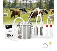 2-in-1 Milking Machine For Goats And Cows, Electric Pulsation Milker With Stainless Steel Bucket For Sheep Cattle, Portable Dairy Equipment For Farm, Ranch, Home Smallholder Use 10L