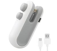 2-in-1 Mini Bag Sealer and Cutter,Maslasee Rechargeable Handheld Heat Sealer with Magnetic Base - Ideal for Chips, Snacks & Fresh Storage | Kitchen Hacks Gadgets (White)