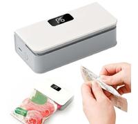 2-in-1 Mini Bag Sealer, USB Rechargeable Vacuum Sealers for Food Storage, Cordless Bag Sealer with LED Display, 6 Heat-Seal Modes, Portable Kitchen Appliance for Snacks & Freshness (White)