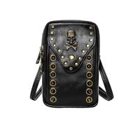 2 in 1 Mini Cell Phone Purse Leather Waist Bag Rivets Crossbody Bag for Women Men Skull Shoulder Bag Clutch Wallet One Color One Size