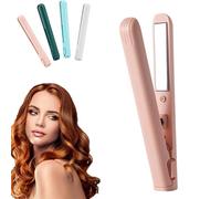 2-in-1 Mini Curling Iron, 2026 New Upgraded Dual Purpose Curling & Flat Iron, USB Plug-in Small Curling Wand, Portable Curling Tongs Travel Size, for Short and Long Hair, All Hair Type (Pink)