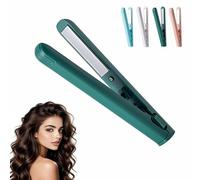 2-in-1 Mini Curling Iron, 2026 New Upgraded Dual Purpose Curling Wand & Flat Iron Hair Straightener, Mini Curlings Tongs, Portable USB Plug-in Small Ceramic Iron for Short & Long Hair (Green)