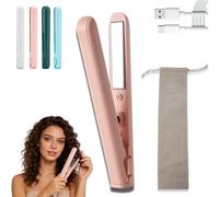 2 in 1 MINI Curling Iron, 2026 Upgraded Dual Purpose Curling & Flat Iron, Portable Mini Curling Tongs, Fast Heating, Travel Size USB Plug-in Powered Hair Curler Flat Iron for All Hair Types (D)