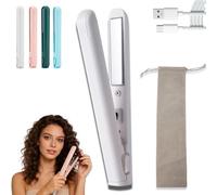 2 in 1 MINI Curling Iron, 2026 Upgraded Dual Purpose Curling & Flat Iron, Portable Mini Curling Tongs, Fast Heating, Travel Size USB Plug-in Powered Hair Curler Flat Iron for All Hair Types (A)