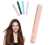 2-in-1 Mini Curling Iron,2026 Upgraded Mini Dual-Purpose Curling Curling & Flat Iron,Portable USB Plug-in Small Ceramic Iron, for Short and Long Hair, Heats Up Fast,All Hair Types (Pink)
