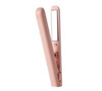 2-in-1 Mini Curling Iron, Dual Purpose Curling Wand & Flat Iron Hair Straightener, Travel Size Mini Curling Iron, Portable USB Plug-in Small Hair Straightener, Heats Up Fast (Pink)