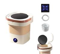 2 In 1 Mini Washer And Dehydrator Combo 8x8x12in Foldable Washing Machine 16L Capacity For Laundry, Dorms, College, RV, Hotels, Home Camping(Khaki)