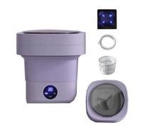2 In 1 Mini Washer And Dehydrator Combo 8x8x12in Foldable Washing Machine 16L Capacity For Laundry, Dorms, College, RV, Hotels, Home Camping(Purple)