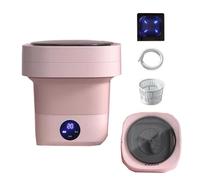 2 In 1 Mini Washer And Dehydrator Combo 8x8x12in Foldable Washing Machine 16L Capacity For Laundry, Dorms, College, RV, Hotels, Home Camping(Pink)