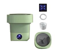 2 In 1 Mini Washer And Dehydrator Combo 8x8x12in Foldable Washing Machine 16L Capacity For Laundry, Dorms, College, RV, Hotels, Home Camping(Green)