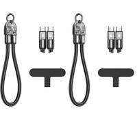 2-in-1 Mobile Phone Lanyard Multi Charger Cable 240W 5A Type C USB Keychain Fast Charging Universal PD for Apple iPhone Lightning Android QC Data Cell 2in1 (Black, 0.3m) (Pack of 2)