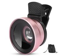 2 in 1 Mobile Phone Lens Compact Camera Lens 0.45X Wide Angle Lens and 12.5X Macro Lens Scratch- Flexible Rubber Clamp/Holder Clips Up to 3cm Wide Items