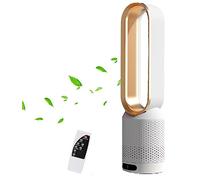 2 in 1 Modern air Purifier bladeless Tower Fan,leafless Fan for Home Office use,90° oscillating Floor Standing with Remote,8 speeds,120min Timer,LED Touch Sn,22inch Desk