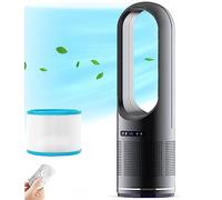 2 in 1 Modern air Purifier bladeless Tower Fan,leafless for Home Office use,80° oscillating Floor Standing with Remote,8 speeds,8H Timer, LED Touch Sn,31inch Desk