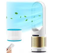 2 in 1 Modern air Purifier bladeless Tower Fan,leafless for Home Office use,80° oscillating Floor Standing with Remote,8 speeds,8H Timer, LED Touch Sn,31inch Desk