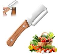 2-in-1 Multi-Function Vegetable Peeler and Bottle Opener, Professional Stainless Steel Swivel Blade with Ergonomic Natural Wood Handle, Heavy Duty Kitchen Peeler for Potatoes, Fruits, Barware (1 Pcs)