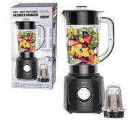 2 In 1 Multi Functional Blenders With Grinder - 500W, 600W Processors | With Plastic Food Jug, Juice Maker, Coffee, Nut & Spice Grinder Attachment | Speed Mode Functions 1.5L (600W 5 Speed, Black)