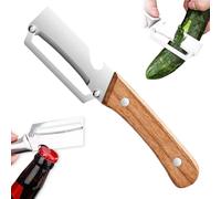 2 in 1 Multi-Functional Vegetable Peeler for Kitchen, 2026 New Stainless Steel Vegetable Peeler with Wooden Handle, Zero Snag Wooden Peeler with Bottle Opener for Fruit Veggie (1PC)