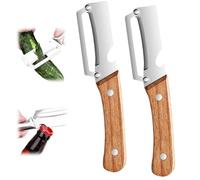 2 in 1 Multi-Functional Vegetable Peeler for Kitchen, 2026 New Stainless Steel Vegetable Peeler with Wooden Handle, Zero Snag Wooden Peeler with Bottle Opener for Fruit Veggie (2PC)