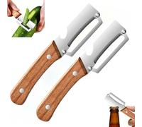 2 in 1 Multi Functional Vegetable Peeler, Premium Vegetable Peeler with Wooden Handle and Bottle Opener, Peelers for Kitchen, Stainless Steel Kitchen Tool for Fruit Apple Potato Pumpkin Papaya (2PCS)