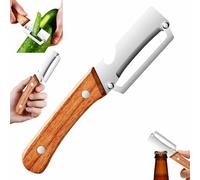 2 in 1 Multi Functional Vegetable Peeler, Premium Vegetable Peeler with Wooden Handle and Bottle Opener, Peelers for Kitchen, Stainless Steel Kitchen Tool for Fruit Apple Potato Pumpkin Papaya (1PCS)