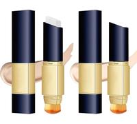 2-In-1 Multi-Purpose Moisturising Foundation Stick, Waterproof Sticks White With Brush Head, Double-Sided Make-Up Brush Foundation, Full Coverage Concealer Sticks (White+Natural)