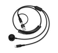 2 in 1 Multi Spiral Cable for Samsung Watch Charger, Magnetic Wireless Charger Cable for Galaxy Watch 8/7/6/5/4/Active 2, USB C Mobile Phone Charging Cable for Samsung Galaxy S25 S24 S23 A55, iPhone