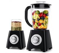 2-in-1 Multifunction Blender and grinder with 1.6L Jug and 250ml Travel Cup, Smoothie Maker and Food Processor for Drinks, Soups and Sauces