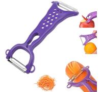 2-in-1 Multifunctional Fruit Vegetable Peeler & Grater, Double Serrated Stainless Steel Blade, Sharp Kitchen Peeling Tool for Cucumber, Carrot, Apple, Potato, Ginger and Garlic Grinding(Purple)