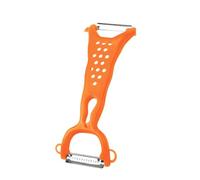 2-in-1 Multifunctional Fruit Vegetable Peeler & Grater, Double Serrated Stainless Steel Blade, Sharp Kitchen Peeling Tool for Cucumber, Carrot, Apple, Potato, Ginger and Garlic Grinding(Orange)