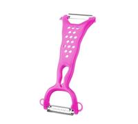 2-in-1 Multifunctional Fruit Vegetable Peeler & Grater, Double Serrated Stainless Steel Blade, Sharp Kitchen Peeling Tool for Cucumber, Carrot, Apple, Potato, Ginger and Garlic Grinding(Pink)