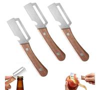 2 in 1 Multifunctional Vegetable Peeler for Kitchen, Peeler with Ultrasonic Sharp Stainless Steel Blade, Zero Snag Wooden Peeler with Wooden Handle & Bottle Opener, Peeler for Fruit, Vegetables & Meat