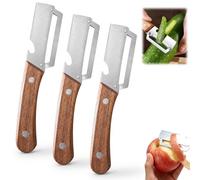 2-in-1 Multifunctional Vegetable Peeler Kitchen, Zero Snag Wooden Peeler with Ultrasonic Sharp Stainless Steel Blade, Peeler with Wooden Handle & Bottle Opener, Peeler for Fruit, Vegetables & Meat