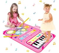 2 in 1 Musical Mat Piano Keyboard & Drum Mat with 2 Sticks Baby Learning Toys
