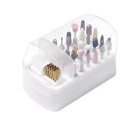 2-in-1 Nail Bit Cleaner Box - White 30 Slot Display Container, Nylon Wire Brush Scourer | Non-Slip Milling Cutter Stand, Dust Cleaning Case For Acrylic Gel Remover Drill Bits Home Salon Tool 11cm