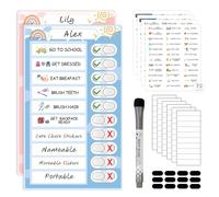 2 in 1 Namable Chore Chart - Dry Erase Morning/Bedtime Routine Chart for Kids - Magnetic Visual Schedule for Toddlers to Do List Checklist for Multiple Kids