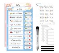 2 in 1 Namable Chore Chart for Kids, Dry Erase Morning/Bedtime Routine Chart for Kid for Refrigerator, Magnetic Visual Schedule for Kid Toddlers to Do List Checklist for Kids