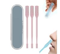 2 in 1 Nasal Hair Cutter, 2025 Upgraded Double Sided Nasal Hair Trimmer for Women Men, Portable Noses Hairs Removal Razors Manual Clippers with Ear Picker Travel Essentials (Pink,3)