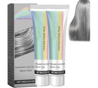 2-in-1 Natural e-ssence Extract Silver Hair Dye - Silver Gray Hair Dye Permanent, Silver Gray Natural Hair Dye Cream For All Hair Types, Fashion Long-lasting, Non-stripping, 3.53 OZ (2)