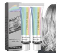 2 in 1 Natural Essence Extract Silver Hair Dye, Silver Gray Natural Hair Dye Cream, Natural Hair Dye Cream, Suitable for All Hair Types, Suitable for Daily Use, Role Playing, Party