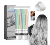 2 In 1 Natural Essence Extract Silver Hair Dye, Silver Gray Natural Hair Dye Cream, Silver Gray Hair Dye,Silver Hair Dye, Fashion Dye Light Gray Silver Color Cream for All Hair Types (2Pcs)