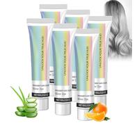 2 In 1 Natural Essence Extract Silvers Hairs Dye, Silver Gray Hair Color Cream, Permanent Silver Gray Coverage Hair Color Cream For All Hair Types, Fashion Metallic Silver Gray Hair Dye (6 PCS)