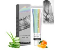 2 In 1 Natural Essence Extract Silvers Hairs Dye, Silver Gray Hair Color Cream, Permanent Silver Gray Coverage Hair Color Cream For All Hair Types, Fashion Metallic Silver Gray Hair Dye (1 PC)