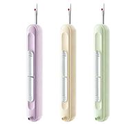 2 in 1 Needle Threader Seam Ripper, 3PCS Automatic Needle Threader Quick Thread Remover Tools Stretchable Seam Rippers for Hand Sewing Knitting Embroidery DIY Craft Quilting Supplies Cross Stitch