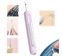 2 in 1 Needle Threader Seam Ripper,Portable Seam Ripper Tool with Needle Threader,Sewing Needles Portable Seam Remover Tool,Embroidery Kit,Cross Stitch Kits,Sewing Kit,Knitting Needles(Purple)