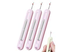 2 in 1 Needle Threader Seam Ripper, Retractable Threader Plug-in Needle Threader, Needle Threader and Thread Remover Tool for Hand Sewing/Knitting/Cross Stitch/Embroidery/Thread Removal (Purple, 3PCS)