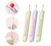 2 in 1 Needle Threader Seam Ripper, Stretchable Seam Rippers for Sewing, Thread Remover Tool for Hand Sewing, Knitting, Cross Stitch, Embroidery and Thread Removal (3 PCS)