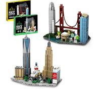 2 in 1 New York Skyline City Architecture Building Blocks Set, San Francisco Skyscraper Building Model Toys, Famous Landmark Building Kit for Home Decor, Creative Gift for Teens, 1064 PCS