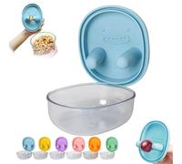 2-in-1 No-Mess Snack Container,Snack Box Container with Fingertip Cover,Reusable Silicone Boxs with Lid,Leak-Proof Snack-Box,Portable Food Storage Boxs for Travel,Camping,Outdoor,Home (Blue)