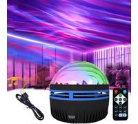 2 in 1 Northern Lights and Ocean Wave Projector with 14 Light Effects for Bedroom,Adjustable Lightness Music Speaker for Bedroom,Aurora Borealis Projector (1pc,One Size)